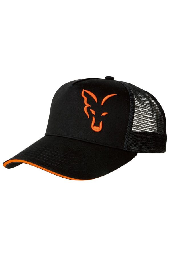 Gorra Trucker Fox negra y naranja
