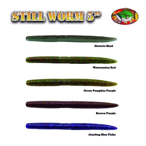AGR Still Worm 5″ Junebug/Blue Flake
