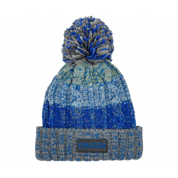 Gorro con pompón azul y gris