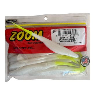 Vinilo Zoom Salty Super Fluke 5" White Pearl Chartreusse